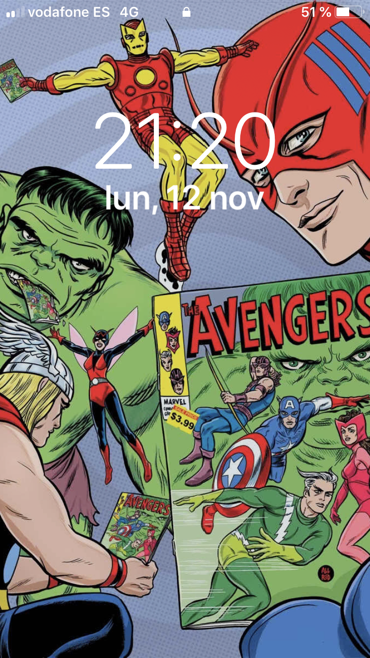 Fondo de pantalla de mi móvil con una ilustración de Michael Allred