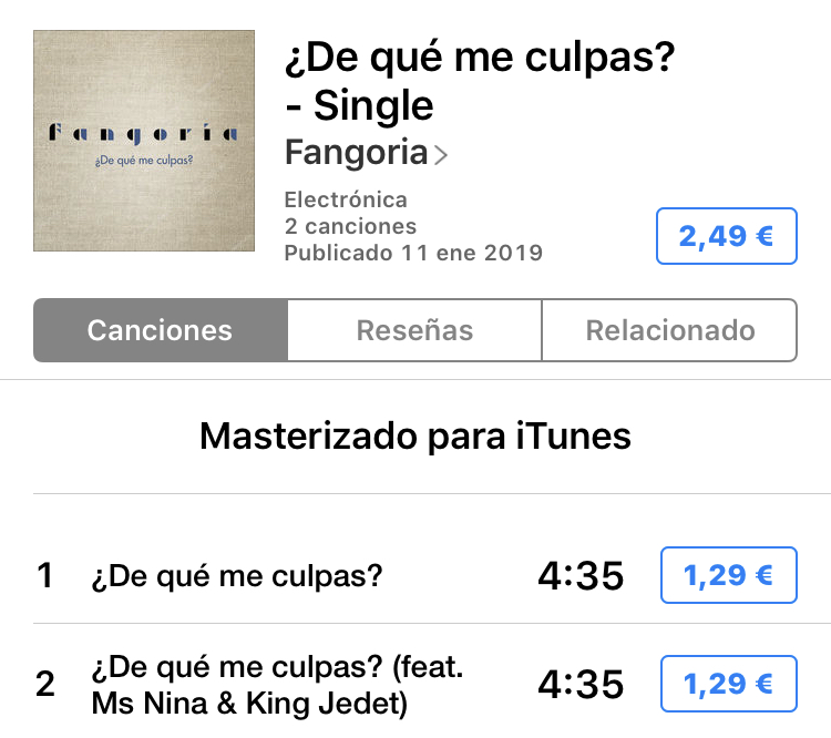 de qué me culpas itunes