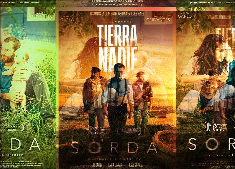 Póster de las películas 'Tierra de Nadie' y 'Sorda', mostrando imágenes de los personajes principales y la información del título, director y actores destacados